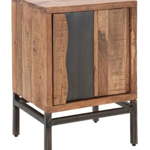 Comodino Yellowstone 44x40x64 cm in Legno di Acacia e in Ferro Marrone e Nero