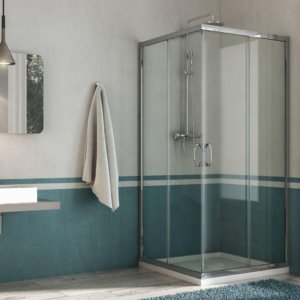 Corner Shower: 2 Sliding Glass Doors, 6mm, H185