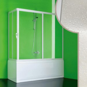 Corner Tub: 2-Slide PVC Doors, White, H150cm