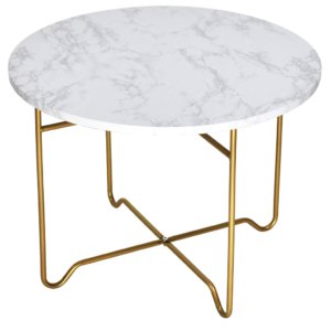 Emma Gold-White Marble Effect Table 55x40cm