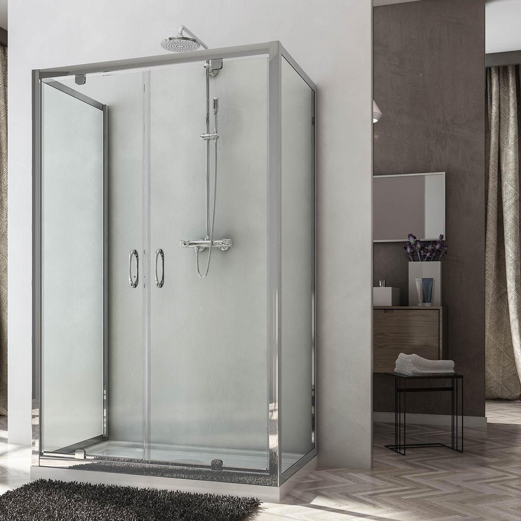 Fosterberg Koge Trio Shower: 80x130x80cm 3-Side, 2-Door 6mm Glass