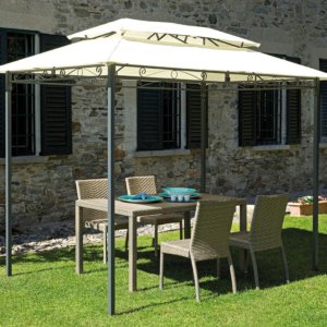 Gazebo da Giardino in Ferro 3x2m Vorghini Ecrù