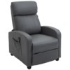 Gray Faux Leather Massage Recliner w/ Remote 68x88x98cm