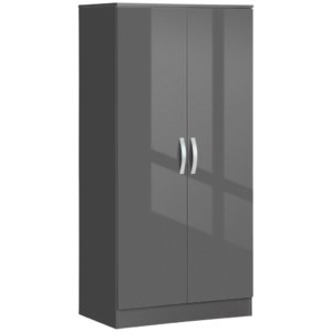 Gray Particle Board 2-Door Wardrobe 76x47x160cm