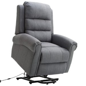Grey Linen Massage Heated Lift Recliner