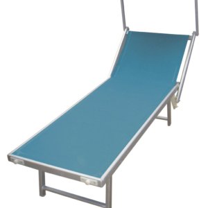 Lettino Prendisole da Giardino in Metallo e Alluminio con Tettuccio Morel Blu