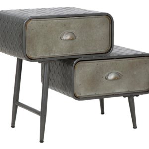 Mobiletto 2 Cassetti Iron School 63x29,5x52,5 cm in Ferro Grigio