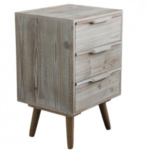 Mobiletto 3 Cassetti con Gambe in Legno 40x36x64 h cm in Legno di paulownia Tortora