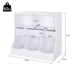 Mobiletto Contenitore Free-Standing 80x40x75 cm Bianco