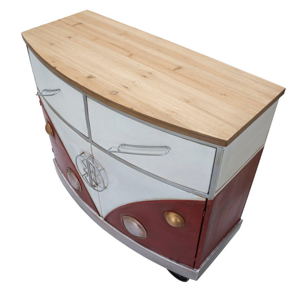 Mobiletto Van 90x42x81 cm Legno di Abete e MDF e in Ferro Rosso e Bianco 4 Mobiletto Van 90x42x81 cm Legno di Abete e MDF e in Ferro Rosso e Bianco