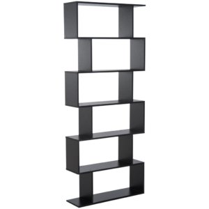 Modern Wood Bookcase, 6-Shelf, Black, 80x23x192cm
