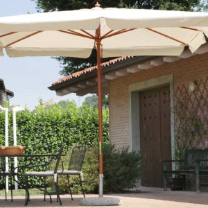 Ombrellone da Giardino 3x3 m Palo Ø48 mm in Legno Vorghini Classic Ecrù