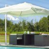 Ombrellone da Giardino Decentrato in Alluminio 3x3m con Manovella Vorghini Crank Bianco e Ecrù