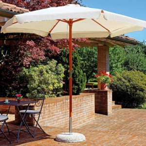 Ombrellone da Giardino Ø2,85 m Palo Ø48 mm in Legno Vorghini Classic Ecrù