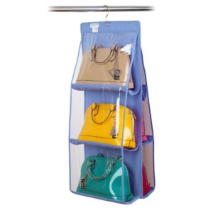 Organizer Portaborse 12 borse con gancio da armadio o porta Blu