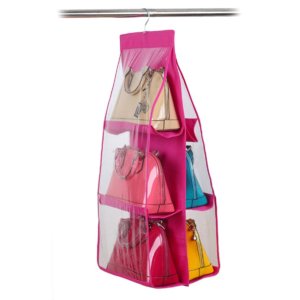 Organizer Portaborse 12 borse con gancio da armadio o porta Fucsia