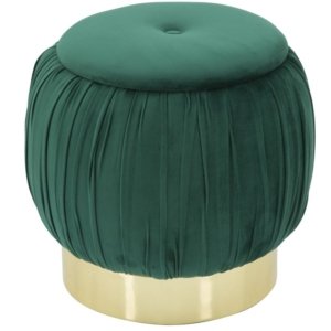 Paris Green & Gold Velvet Ottoman 41cm