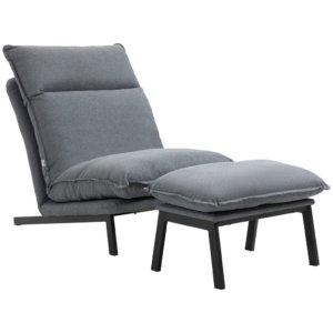 Recliner Chair w/ Ottoman 74x100x94cm Light Gray