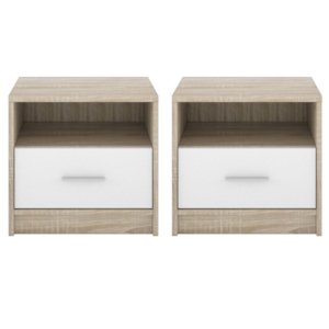 Set 2 Comodino 49,5x33,5x42 cm Nepo rovere sonoma bianco