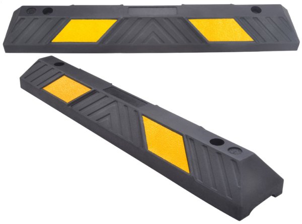 **Set of 2 Arc Rubber ARC 9000 Vulcanized Rubber Car Wheel Stops, 90x15x10 cm**