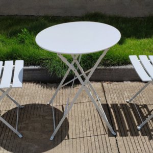 Set Tavolino e 2 Sedie Pieghevoli da Giardino in Acciaio Bauer Giotto Bianco