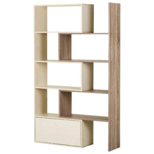 SpaceSaving White Oak Wood Bookshelf L:141cm