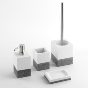 TFT Saada 4-Pc Resin Bathware Set, White & Gray