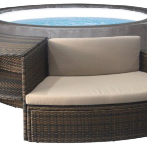 Vasca Idromassaggio da Esterno Semirigida Riscaldata 4+2 Posti con Mobili Ø184x73 cm NetSpa Vita Premium Marrone