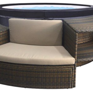 Vasca Idromassaggio da Esterno Semirigida Riscaldata 4 Posti con Mobili Ø156x70 cm NetSpa Vita Nera