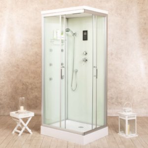 Vorich White Air Whirlpool Shower Enclosure, Left-Hand