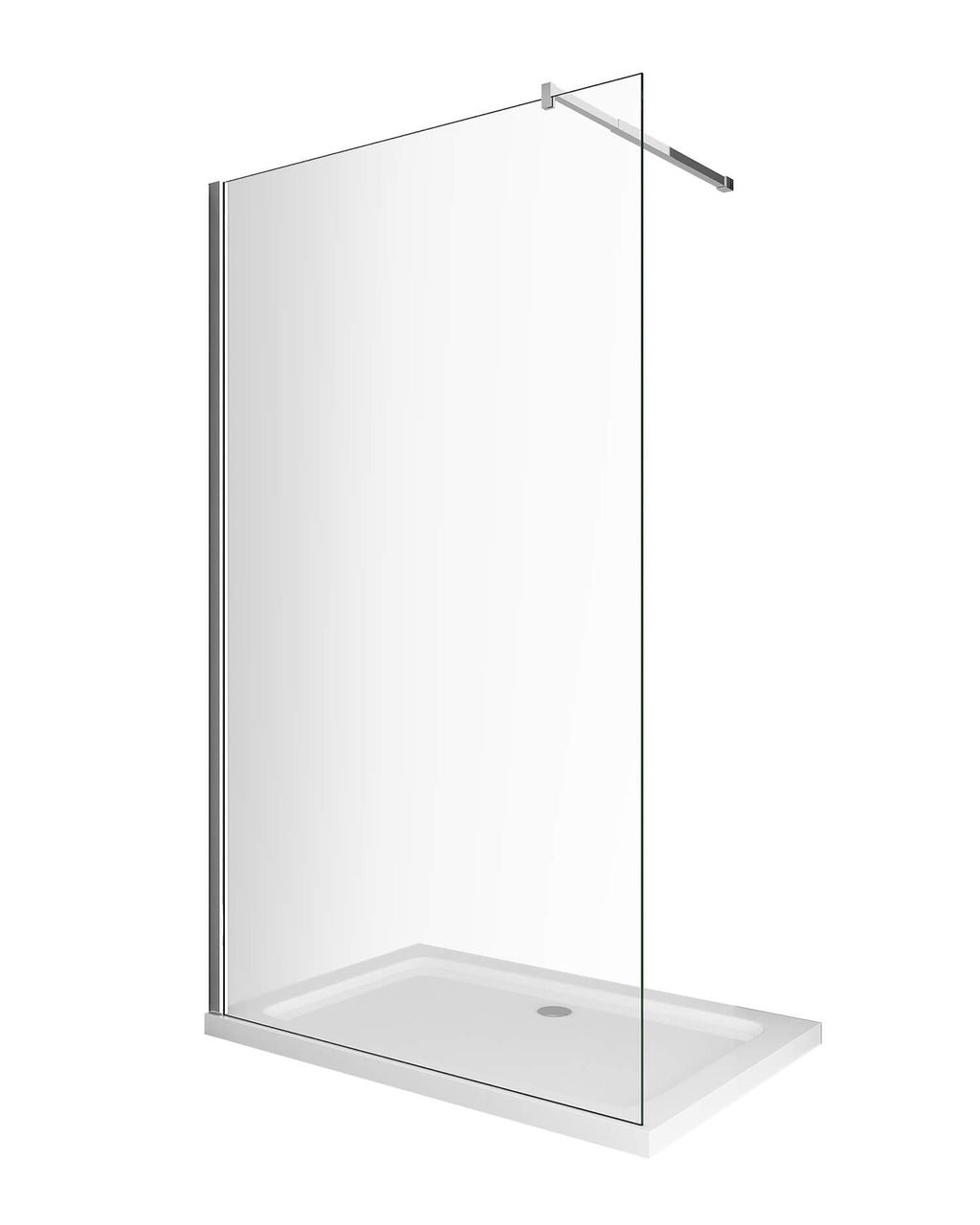 Walk-In Shower Panel: Clear Glass 8mm x 2m - Various Sizes