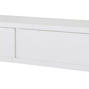 White Domino Wood-Fiber Wall Shelf w/2 Drawers, 88x13x20cm