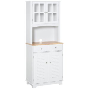 White Wood Kitchen Credenza w/ Doors & Drawers 68x39.5x170cm