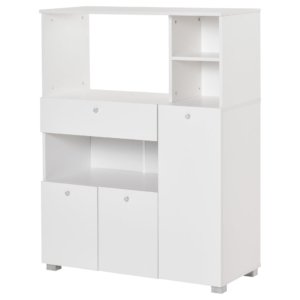White Wood Kitchen Sideboard w/Cabinet, Shelf & Drawer 90x40x120cm