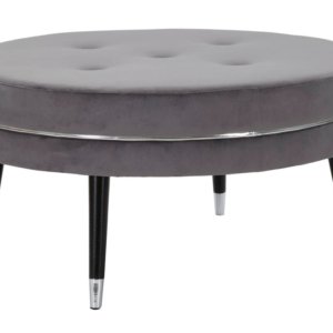 XXL Gray/Silver & Black Velvet Ottoman, 90x46cm