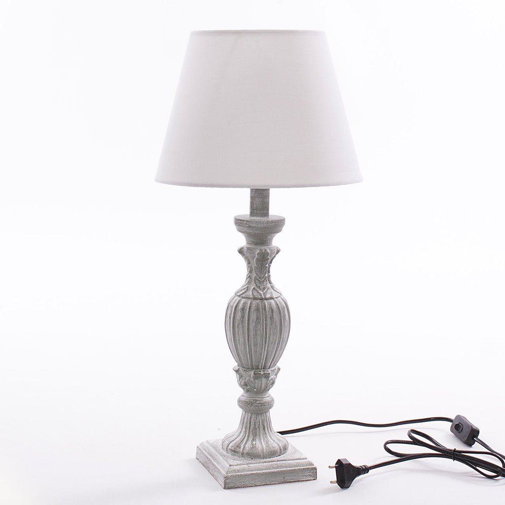 Classic Gray MDF Table Lamp Ø12xH43cm 1 Classic Gray MDF Table Lamp Ø12xH43cm
